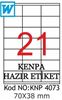 Kenpa A4 Lazer Etiket 70x38 mm	