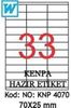 Kenpa A4 Lazer Etiket 70x25 mm